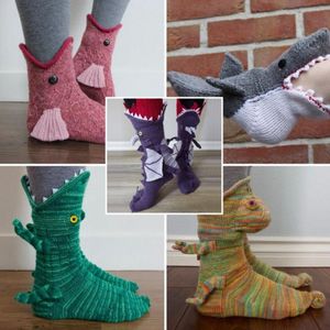 Christmas Socks Keep Warm Winter Knit Socks Funky Animal Pattern Double Knitting Cuff Down Untraditional Gifts For Woman Man