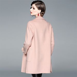 Women's autumn and winter European and American long hand double faced overcoat woolen coat 211018