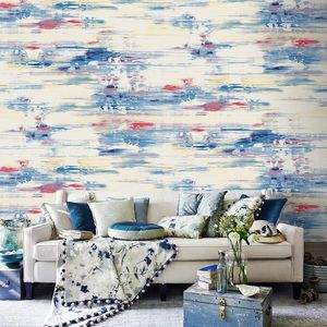 Wallpapers Hand-painted Abstract Simple Watercolor Personality Oil Painting Graffiti Art Wallpaper Living Room Bedroom Pvc Yellow