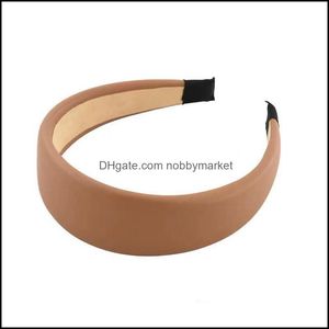 Opaski na głowę Biżuteria Włosów Klasyczne Solidne Kobiety PU Pałąk Trendy Soft Touch Lady Band Wysokiej klasy 6 Kolory Kobiet Elagant Hairbands Drop