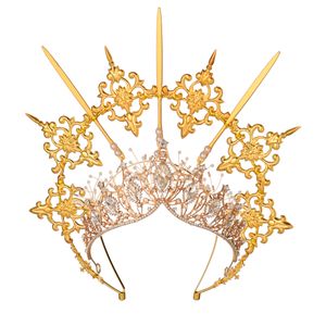 Lolita Halo Crown Costume Accessories Gold Halo Goddess Headpiece Vintage KC Headband Angel Virgin Mary Baroque Tiara Headwear