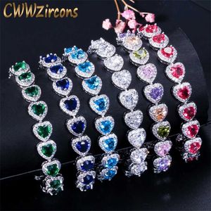 CWWZircons Lussuoso AAA Zirconi Elementi Rosso Verde Blu Braccialetti di cristallo austriaco Gioielli di moda per le donne Regalo d'amore CB166 211124