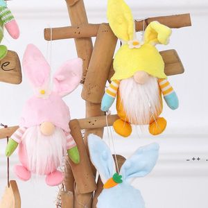 Easter coelho gnomo gnomo festa de festa de boneca suprimentos plush rabbits orelhas figurine ornamentos coloridos dwarf bonecas elf kid presente rre11142