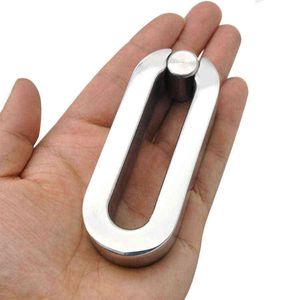 NXY Cockrings Flat Metal Scrotum Pendant Ball Sträckare Testis Vikt Penis Restraint Rostfritt Stål Kuklås Ring Man Kasthet BDSM Män 1124