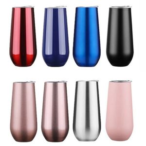 6oz Wine Tumbler Water Bottles 12 Colors Insulated Vaccum Cup Stainless Steel Glass Beer Mug