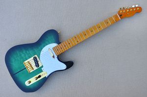 Mavi vücut elektro gitar altın donanım, akçaağaç boyun, özelleştirilmiş hizmetler sağlamak