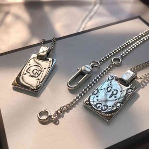 Collana in argento sterling Ag925 con teschio elfo Collana per uomini e donne Coppia ciondolo retrò Tendenza Hip Hop Ciondolo di lusso Gioielli di fascia alta RegaloW8NU{category}