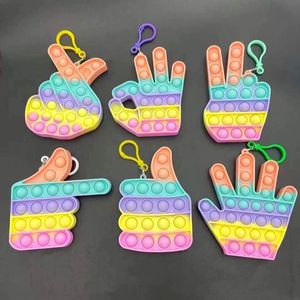 New gesture finger personality relief toy Silicone rainbow color children's Macaron color