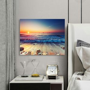 Canvas Wall Art Oil Painting Abstract Poster Knife Painting Ocean Canvas Wall Pictures for Living Room Ready to Hang Framed X20in