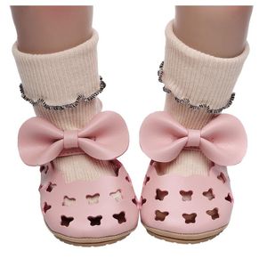 Sandaler Babyskor Född 2021 Sommar Toddler Kids Flickor Solid Färg Söt Första Walk Bow Hookloop Casual Shoes # 40