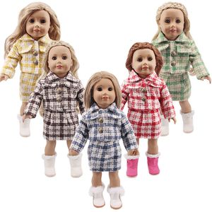 2021 Winter Doll Apparel Coat with Skirt Multi Colors with Buttons for 18 inch American girl Doll Casual Clothes