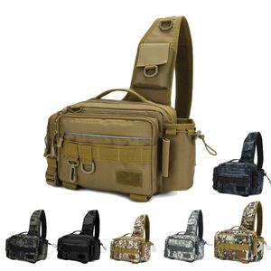 Taktische Brust Militär Tasche Jagd Angeln Taschen Camping Wandern Armee Wandern Rucksäcke Mochila Molle Schulter Pack Q0721