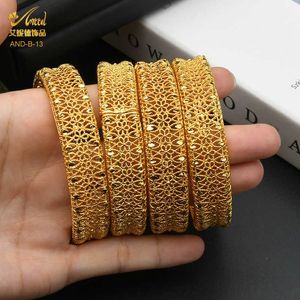 Aniid African Bangle for Women Charms for Bracelets Dubai Jewelry Mama 2021 24k Gold Plated Stackable Bling Mom Gift Wholesale Q0717