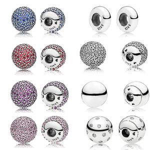 New S925 Sterling Silver Single Crystal Ball Chain Head Suitable For Diy Open Bracelet Original Female Jewelry Accessories Q0531