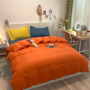 Zestawy pościelowe Nowoczesne Mody Duvet Cover Set Solid Color Szczotkowane Pomarańczowy Niebieski Pościel Pościel Pościel Poszewka Poszewka Miękkie Dotykanie