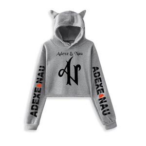 Women's Hoodies & Sweatshirts Adexe & Nau Streetwear Printed Cat Ear Sweatshirt Fasshion 2021 Sexy Women Crop Top