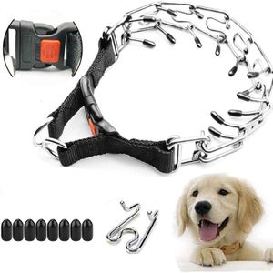 Dog Prong Collar, Adjustable Dog Training Collar with Buckle for Small Medium Large Dogs