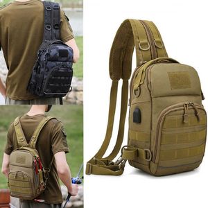 Miltitary Tactical Shoulder Bag Outdoor Army Airsoft Molle Backpack Fishing Hunting Camping Hiking Nylon Chest Sling Bag Packs Q0721