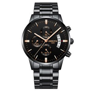 erkek saatler yeni stil montre de luxe Relogio Masculino Erkekler Saatler Ünlü Erkek Gündelik Elbise İzle NIBOSI Askeri Kuvars Kol Saatleri
