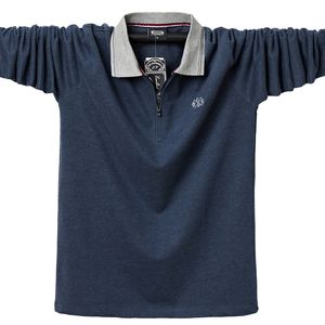 Männer Poloshirt Herbst Lässige Mode Baumwolle Männliche Top T-Shirts Langarm Umlegekragen Herren Poloshirts Reißverschlüsse Große Größe 6XL 210308