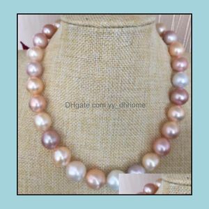 Beaded Necklaces & Pendants Jewelry 11-12Mm White Purple Mixed Colors Natural Pearl Necklace 18Inch 925 Sier Clasp Womens Gift Drop Delivery