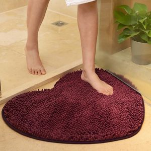 Badematten, weiche Chenille-Bodenmatte, herzförmig, rutschfest, Badezimmerteppich, Hochzeitszimmer, Schlafzimmer, super saugfähig, Eingangstür