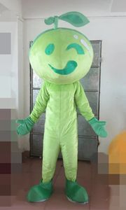 Performance Green Mascot Traje Halloween Natal Cartoon Personagem Outfits Terno Publicidade Folhetos Clothings Carnaval Unisex Adultos Outfit