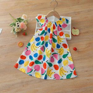 Dziewczynek Sukienka Dzieci Ubrania Lato Śliczne Owoce Drukuj Kolorowa Bez Rękawów Princess Dress Toddler Niemowlak Dzieci Odzież Vestidos Q0716