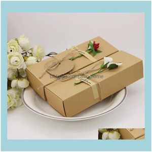 Подарочные мероприятия праздничные поставки вечеринки домой Gardengift Wrap 50 X Kraft Paper Wedding Favors Candy Boxs Рождественские рождественские подарки Добавить льняную веревку f