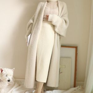 Women's Sweaters Real Mink Cashmere Long Coat Genuine Sweater Warm Custom Big Size Pure True Fur X Cardigans 2021