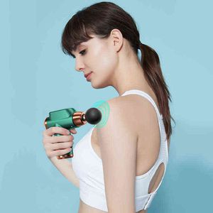 LCD Touch Display Eletric Massager Percussion Muscle Massage Gun Rechargeable Fascia Guns Exercise Relaxation Pistol with Caps Y1223