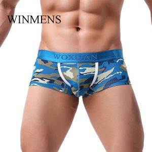 Underpants Underpants Men Camouflage Long Boxers WOXUAN Brand Polyester Low Rise Men s Bulge Pouch Seamless Shorts Underwear