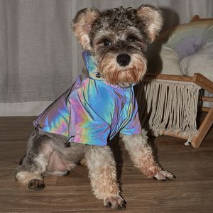 Giacca per animali alla moda Impermeabili Abbigliamento per cani Felpa con cappuccio per animali domestici riflettenti colorati Ultimi vestiti per cani Teddy Schnauzer