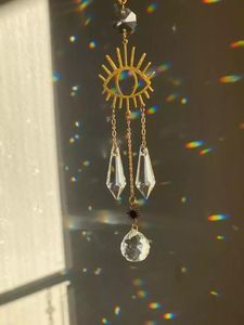 Breloki Wszystkie widzenie Evil Eye Energies Sun Catcher Crystal Light Witchy Suncatcher Prism Rainbow Maker Boho Okno Wiszące Dekoracje