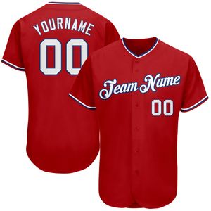Jersey di baseball di Bianco-ROYAL-0078 rosso personalizzato