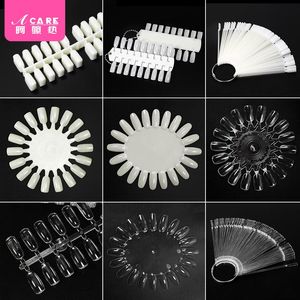 Valse nagels Nail Tips Clear Nature Black Art Display Oval Fan Style Swatch Pools Stand Practice Manicure Tools