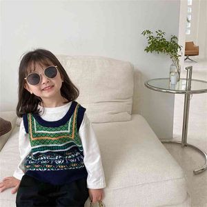 Mädchenmode Ethnischer Stil Niedliche Wasitcoats Kinder ärmellose Westen Baby Mädchen Casual Tops Pullover 210708