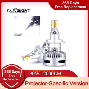 Novsight CarプロジェクターヘッドライトLED H7 H11 9005/9006 9012 D5 D2 / D4 D1 / D3 / D8 90W 12000LM 6500Kオートヘッドランプフォグ電球