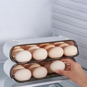 Förvaringsflaskor burkar bildtyp ägglåda vita kylskåp ägg arrangör stapelhållbar hållare container för hemkök restaurang
