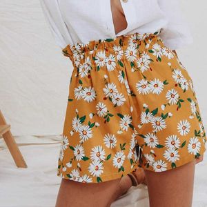 Boho Floral Printed Summer Women Shorts Elastic Waist High Streetwear Lady Beach Shorts Plus Size W261 210526