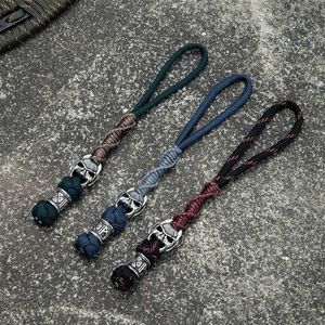 mkendn paracord lanyard keychain strap 키 fob edc 나이프 손전등 나침반 끈 두개골 550 낙하산 코드 액세서리 지퍼 g1019