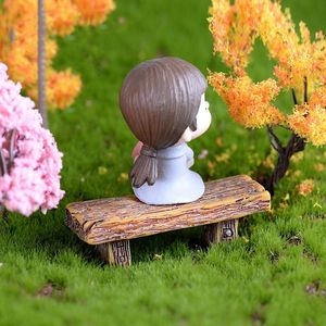 Wholesale miniature gardens resale online - new Cute Wooden Chair Stool Fairy Garden Miniatures Decor Couple Bench Action Figurine DIY Micro Gnome Terrarium Gift EWB7549