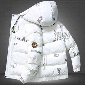 Piumino da uomo Parka bianco piumino d'anatra da uomo versione coreana invernale della tendenza di ispessimento cappotto corto lucido casual colletto rialzato da uomo T220921