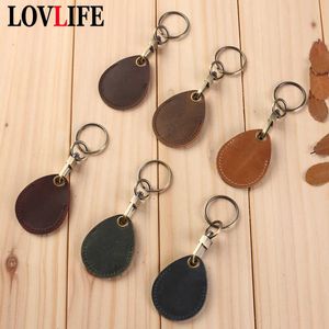 Brand Leather RFID Keychain Key Ring Water Drop Doorlock Access Control RFID Tags ID Card Case Rectangular Round Fashion Keyring G1019