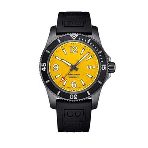 Luksusowy zupełnie nowy ceramiczna ramka Automatyczna mechaniczna zegarek mechaniczny czarny żółty numer guma stal nierdzewna Sapphire276c