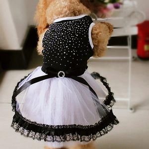 Dog Apparel Arrival Wedding Dress Spring Summer Cotton Cat Puppy Fashion Diamond Pet Clothes Shine Bow Lace For Dogs