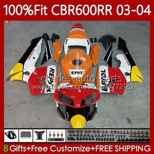 OEM gövdesi Honda CBR 600RR için 600F5 600CC 03-04 kaporta 71No.8 CBR 600 RR F5 CC CBR600RR 03 04 CBR600F5 CBR-600 CBR600 RR 2003 2004 Enjeksiyon Kalıp Perazları Repsol Kırmızı