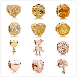 Memnon Jewelry 925 Sterling Silver Honeycomb Lace charm Wildflower Meadow Rose Color Bella Bot Charms Heart and Bee Bead Cute Bunny Beads Fit Bracelets DIY For Women