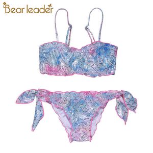 Bear Leader Girls Fashion Cartoon Swimsuits Summer Kids Sequined Costumes Children Lovely Beach Outfits Baby Bikini Clothing 210708