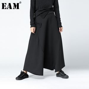 [Eam] primavera outono moda nova ceia solta hip hop cross-calças personalidade cor sólida tamanho grande calças mulher ya63201 201118